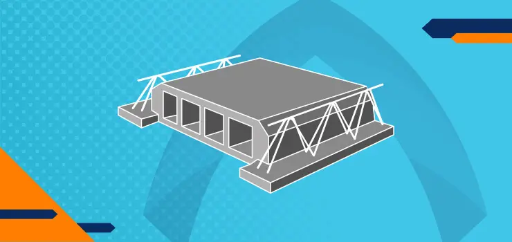 Vector de una losa de vigueta y bovedilla en construcción