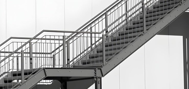 Escalera industrial de herrería moderna en exterior