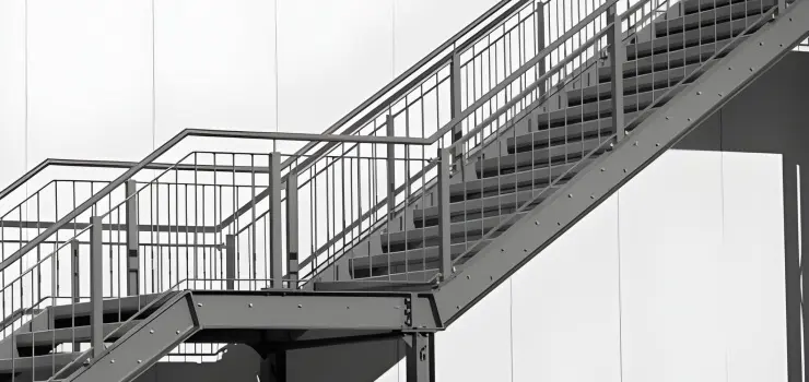 Escalera industrial de herrería moderna en exterior