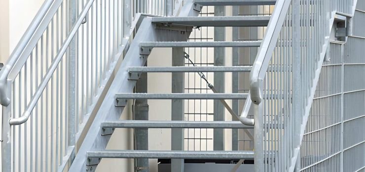 Escaleras modernas de herrería con acabado metálico y fabricadas con perfiles y láminas