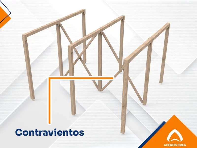 Hileras de puntales, madrinas y orejas con contravientos formando “X” - losa maciza