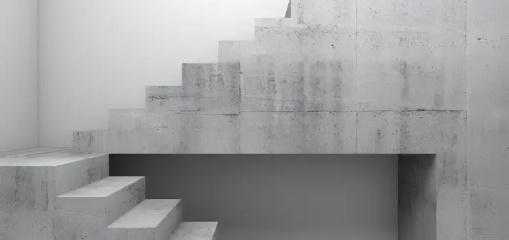 Escaleras de concreto aparente de dos tramos