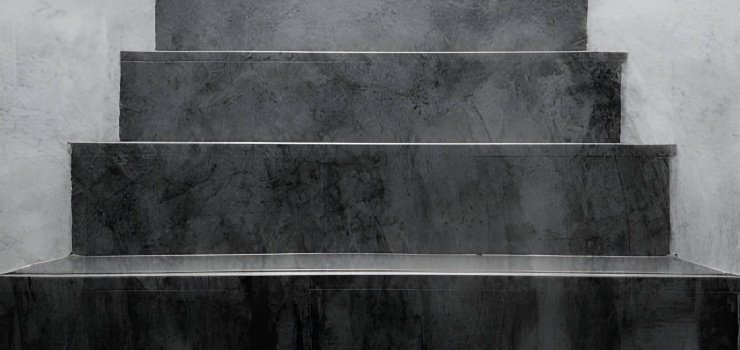 Detalle de tramo de escaleras de concreto con un acabado pulido