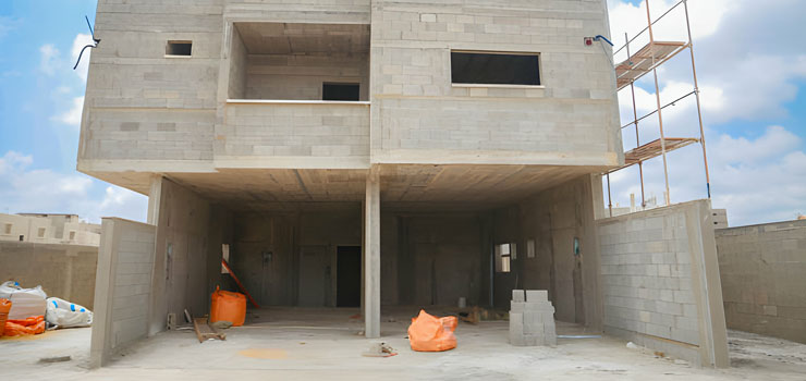 Esqueleto de una casa elaborada con blocks de concreto en la etapa de obra gris