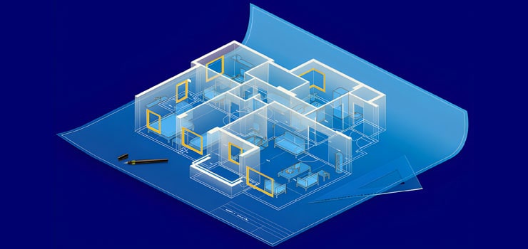 Imagen conceptual de la distribución interna al construir una casa