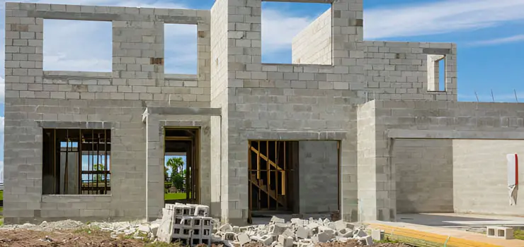 Casa de dos niveles elaborada con blocks de concreto en etapa de obra negra