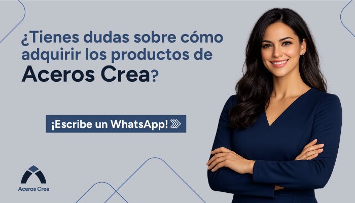 Banner con CTA para contactar a Aceros Crea por WhatsApp