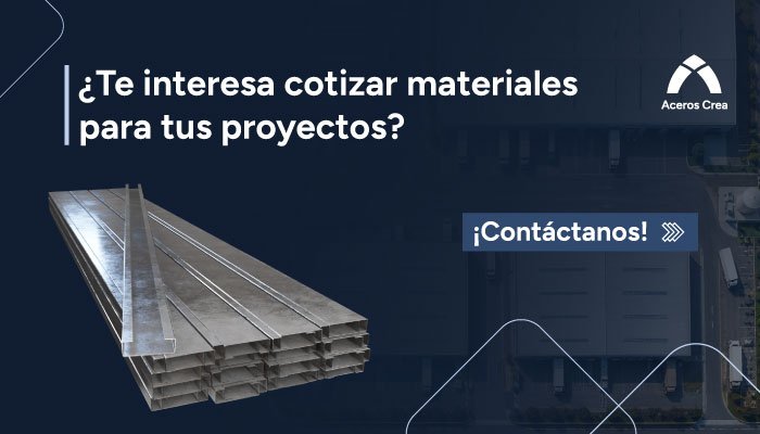 Banner con CTA para contactar y cotizar con Aceros Crea