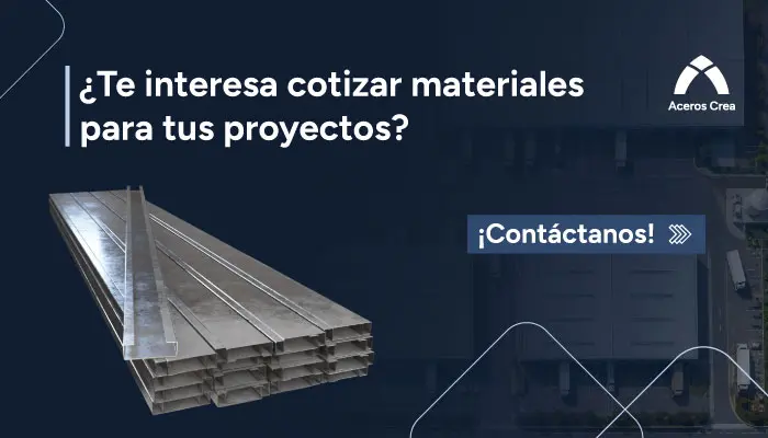 Banner con CTA para contactar y cotizar con Aceros Crea