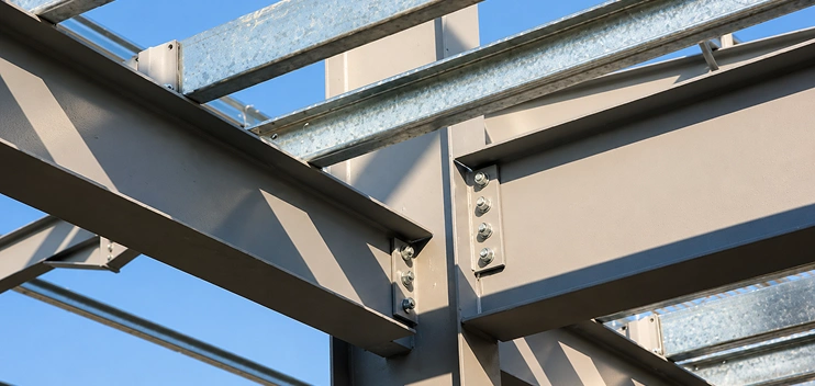 Viga de acero IPR en construcción