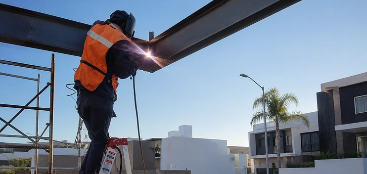 Soldadura de vigas IPR en construcción